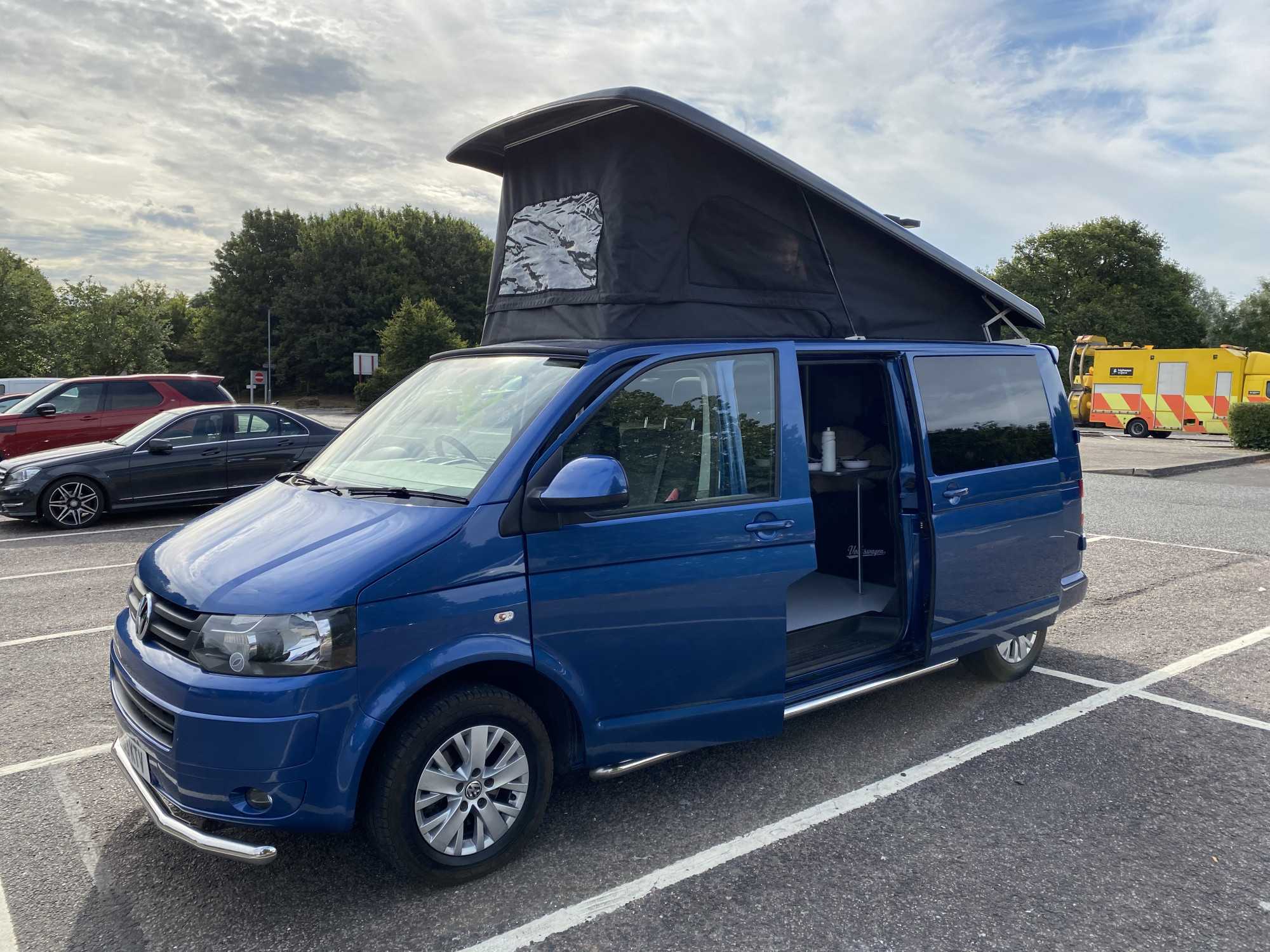 A VW T5 Campervan called BluT5 and for hire in Sittingbourn, Kent