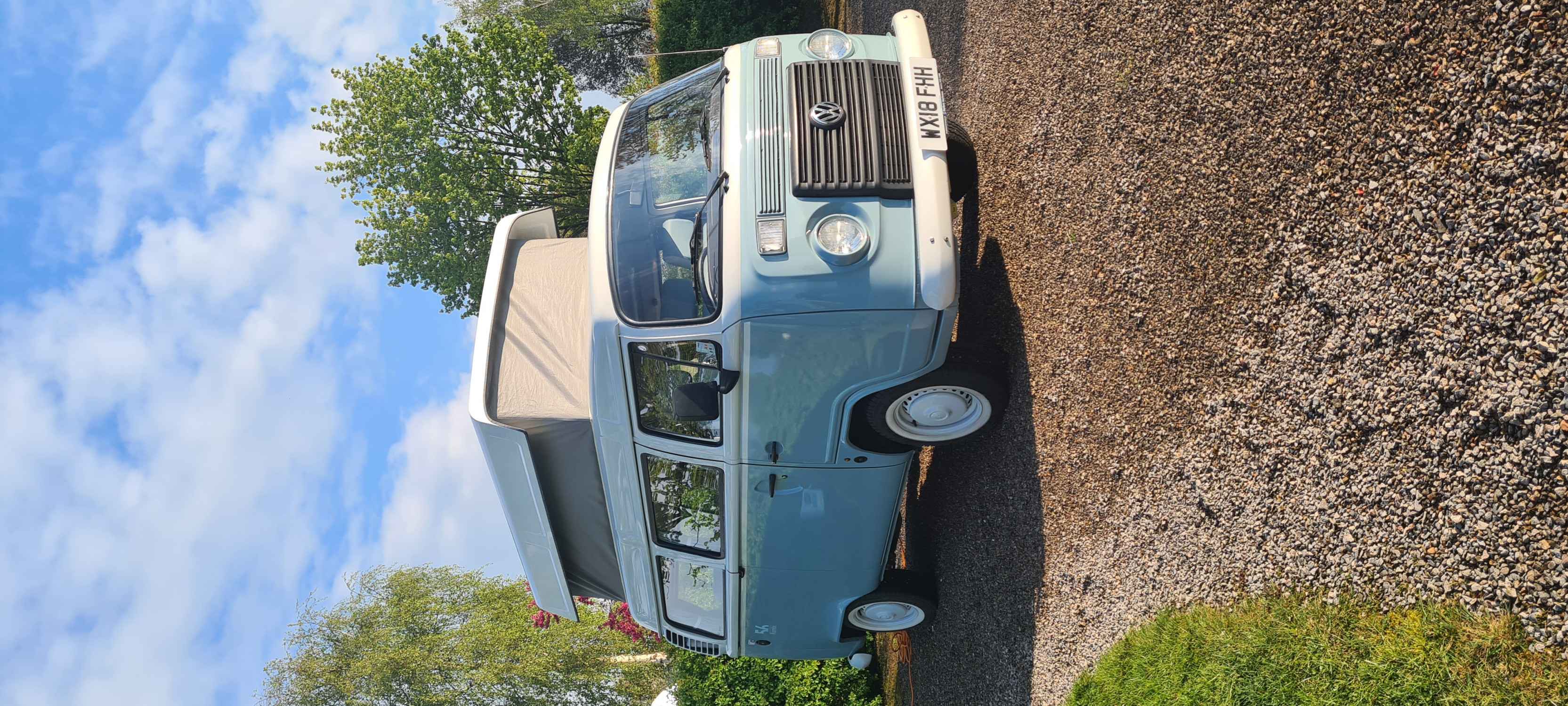 A VW T2 Classic Campervan called Bluebell and for hire in Wedmore , Somerset