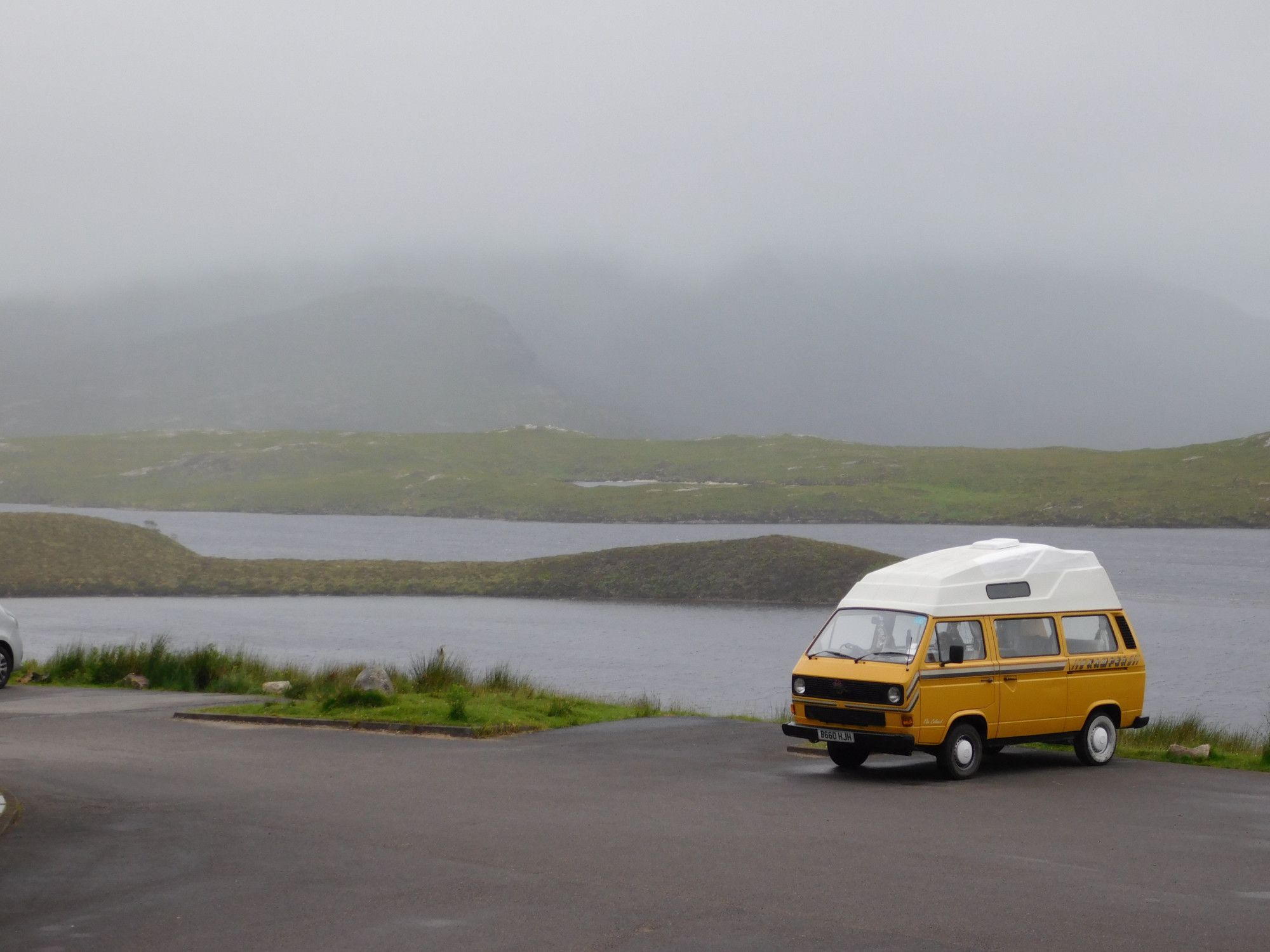 A VW T3 Campervan called the-colonel and Scottish weather! for hire in Banbury, Northamptonshire