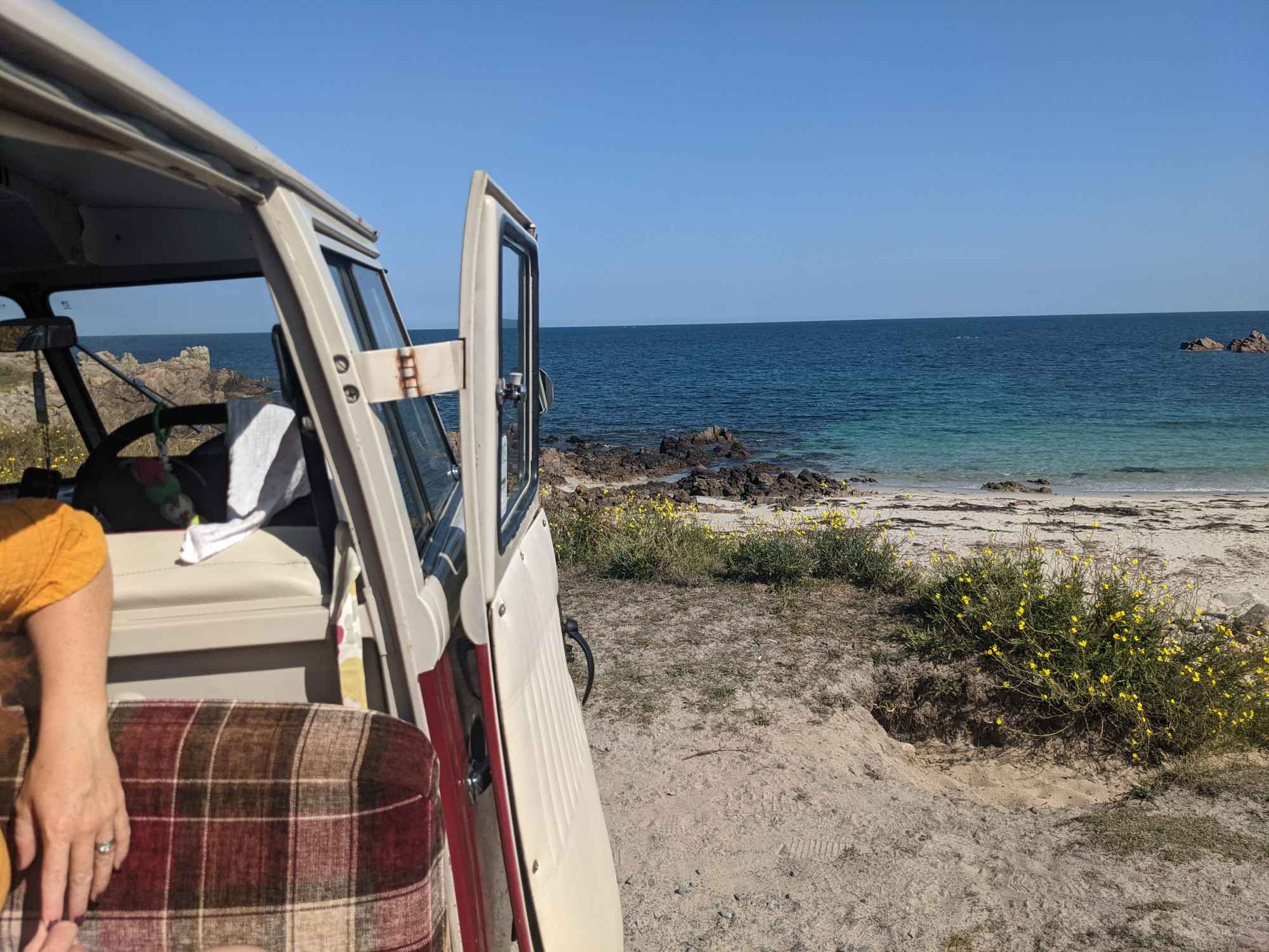 A VW T1 Splitscreen Campervan called Sofia and for hire in Guernsey, Channel Islands