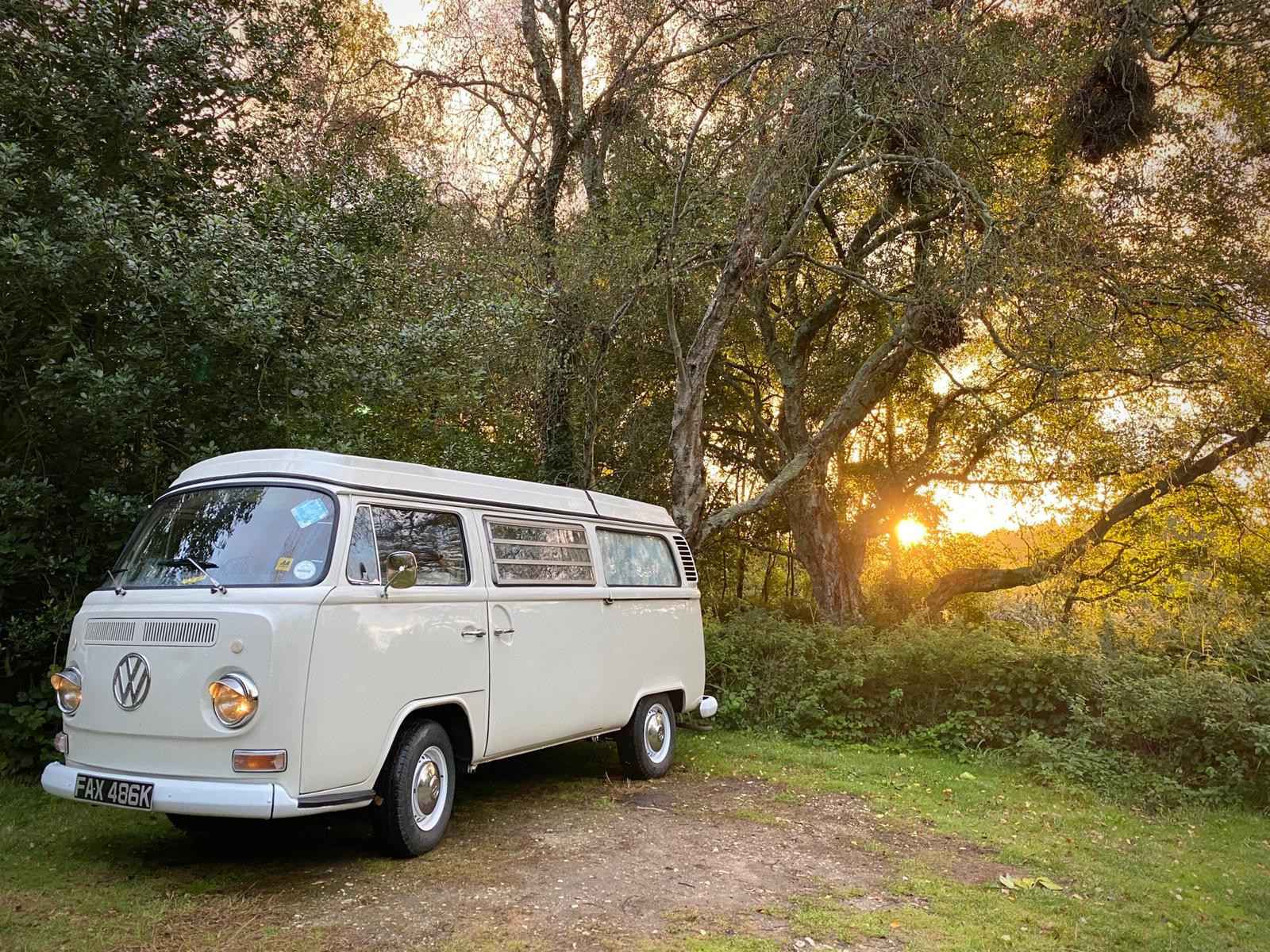 A VW T2 Classic Campervan called Hendrix and for hire in Sherborne, Dorset