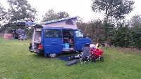 A VW T4 California Campervan called VwWestfalia and Arrived on site and getting set up. We had a lot of gear due to our 6 week old baby and a Triathlon for hire in Sheffield, South Yorkshire