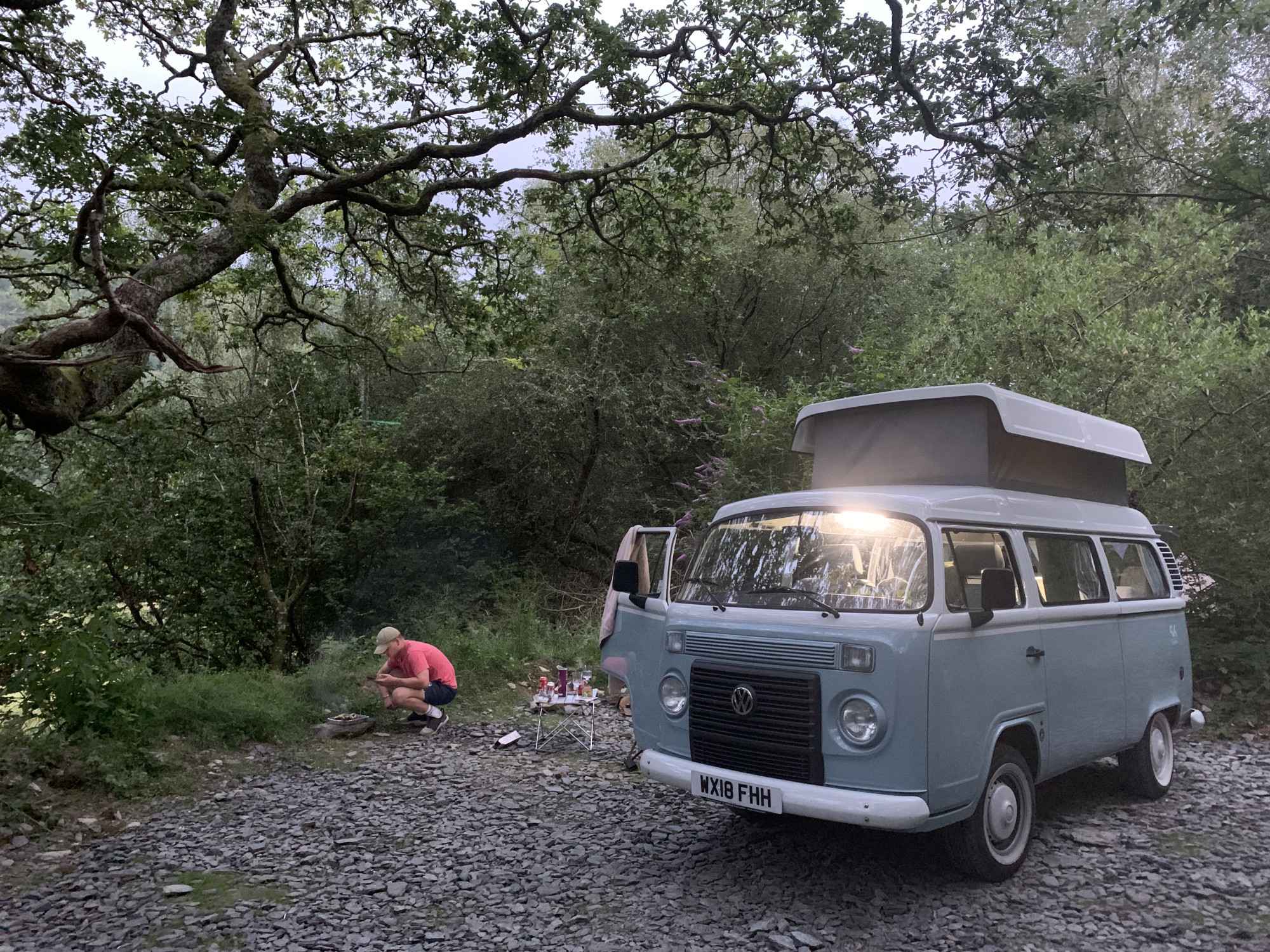 A VW T2 Classic Campervan called Bluebell and for hire in Wedmore , Somerset