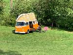 A VW T2 Classic Campervan called Meghan-0424 and soaking up some sun for hire in Eltham, SE9, London