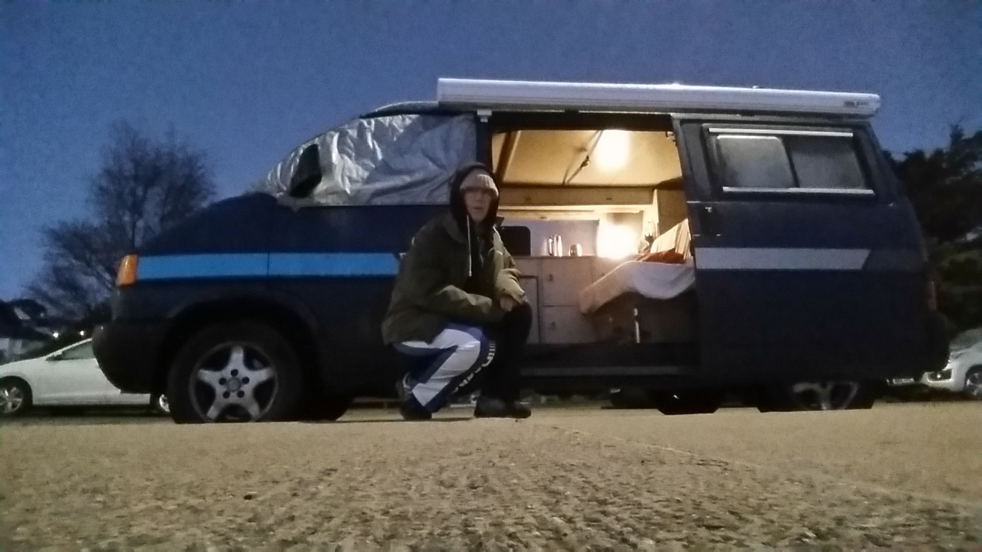 A VW T4 Campervan called BigBlue and for hire in Teignmouth, Devon