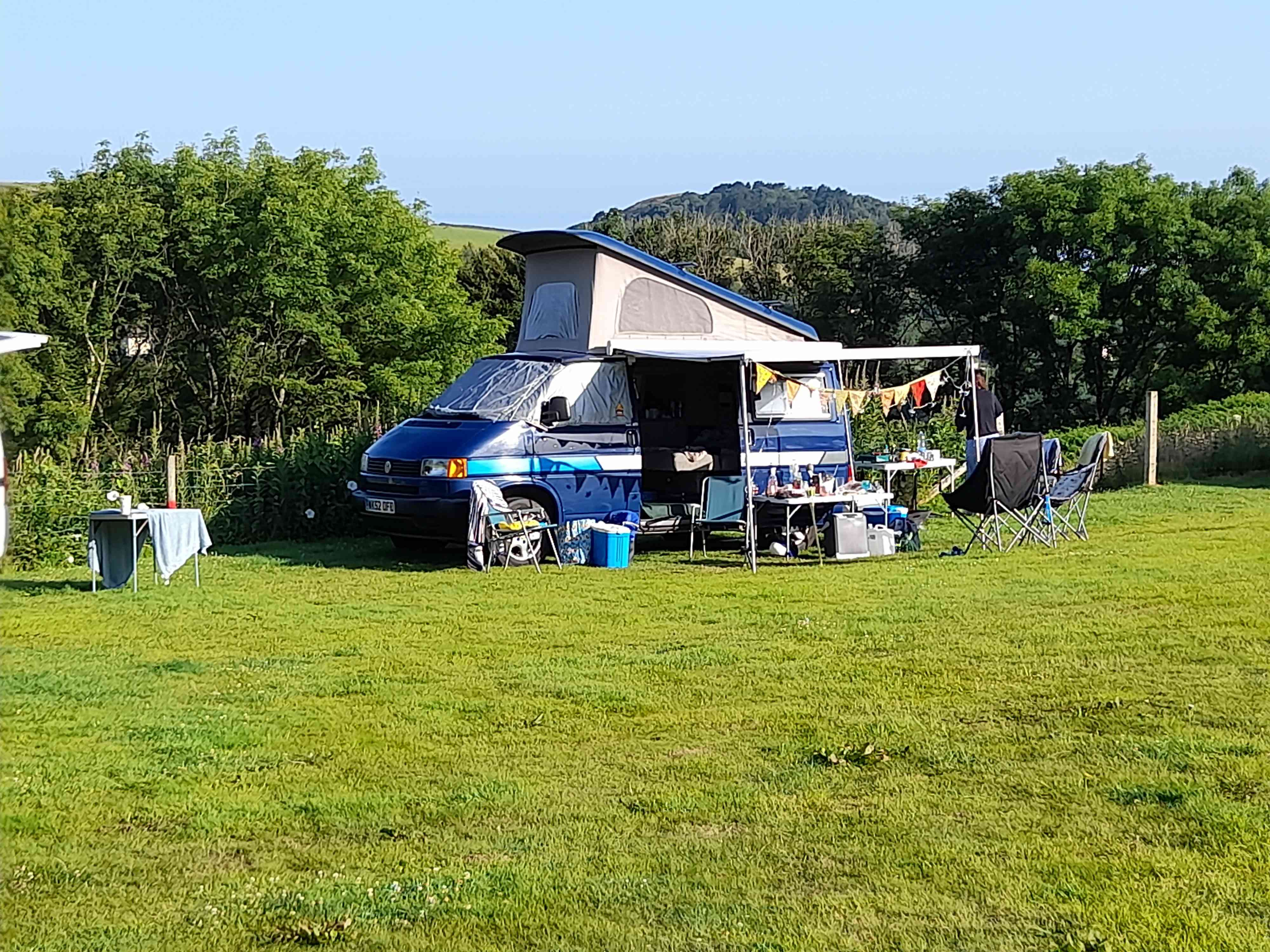 A VW T4 Campervan called BigBlue and Big Blue on Tour for hire in Teignmouth, Devon
