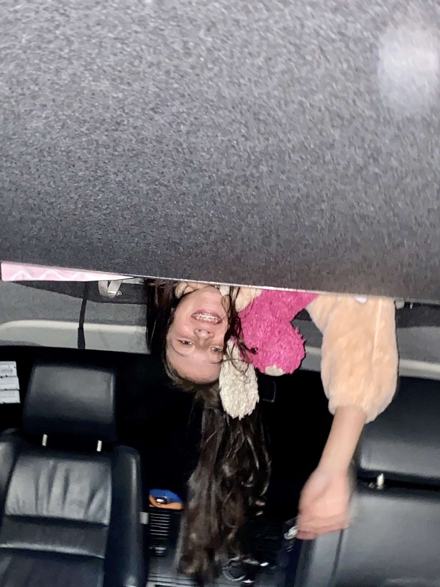 A VW T5 Campervan called Herve and My daughter enjoying the pop top bed for hire in Gifford, East Lothian