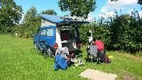 A VW T4 California Campervan called VwWestfalia and Drying all my Tri kit out on the Sunday after getting soaked in the race on the Saturday. for hire in Sheffield, South Yorkshire
