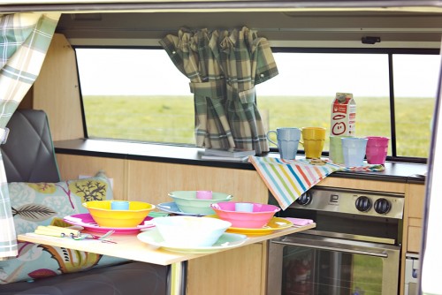A VW T2 Brazilian Campervan called willow-van and It's lunch time in the Van! for hire in Haverfordwest, Pembrokeshire
