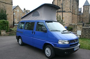 A VW T4 California Campervan called VwWestfalia and A complete look at the van, with an elevated roof. for hire in Sheffield, South Yorkshire
