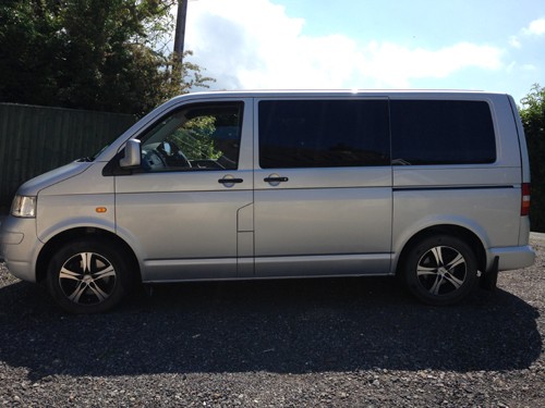 A VW T5 Campervan called T5Silver and t5 silver for hire in Haverfordwest, Pembrokeshire