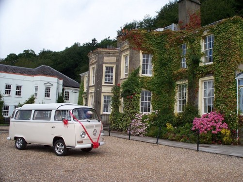 A VW T2 Classic Campervan called Bonnie and Always looking exceptional outside any formal event. for hire in Exeter, Devon