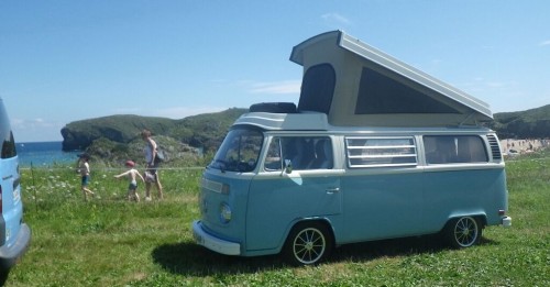 A VW T2 Classic Campervan called LittleGeorgie and On the beach for hire in Hebden Bridge, West Yorkshire