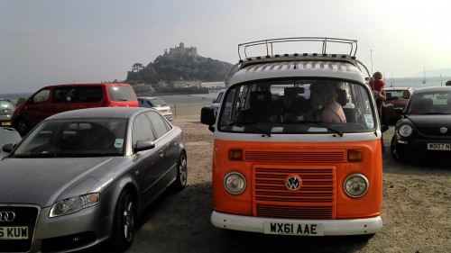 A VW T2 Classic Campervan called thunder-betty and Up front for hire in Orkney, Orkney Islands