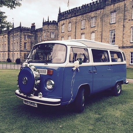 A VW T2 Classic Campervan called billyblue-1021 and Available for weddings or proms for hire in Dronfield, Derbyshire