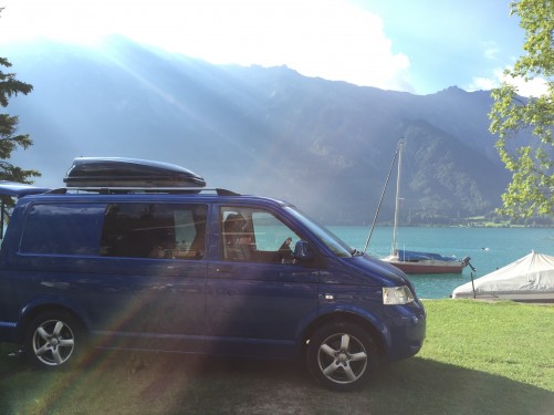 A VW T5 Campervan called tad and TAD at the lake in Switzerland for hire in Maidstone, Kent
