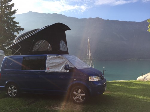 A VW T5 Campervan called tad and TAD in sleep mode for hire in Maidstone, Kent