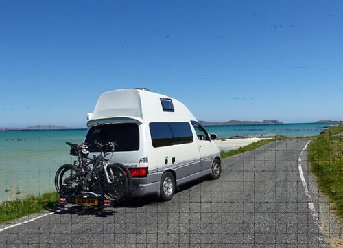 A NON VW Conversion Campervan called ColinSilver and Rear View for hire in Pitlochry, Scotland