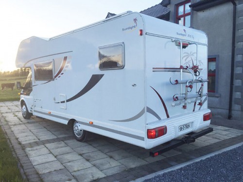 A Dethleffs Motorhome called Sunlight and Rear View with bike rack for hire in Co. Roscommon, Roscommon