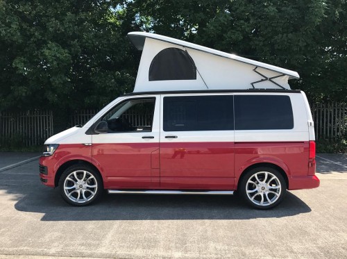 A Other Campervan called 2015 T6 Red-1219 and Red Two-Tone 5 Seater Campervan for hire in Bristol, Gloucestershire