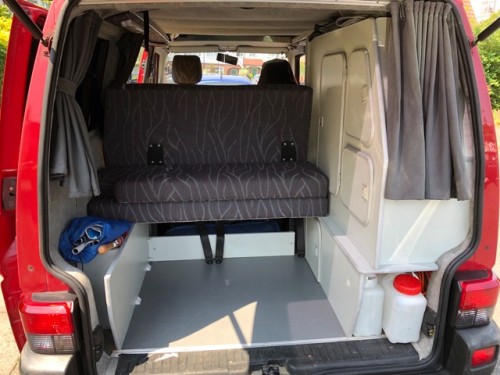 A VW T4 Campervan called MiloT4 and Rear seats in upright position for hire in London, London