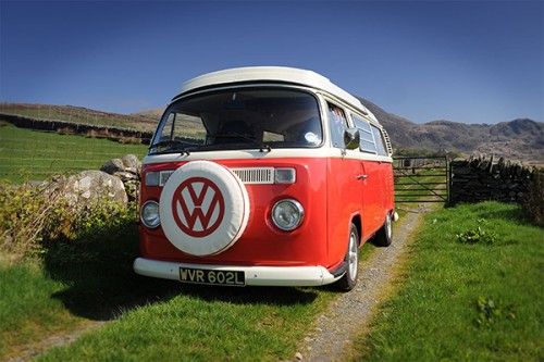 A VW T2 Classic Campervan called Poppy and for hire in Garndolbenmaen, Gwynedd