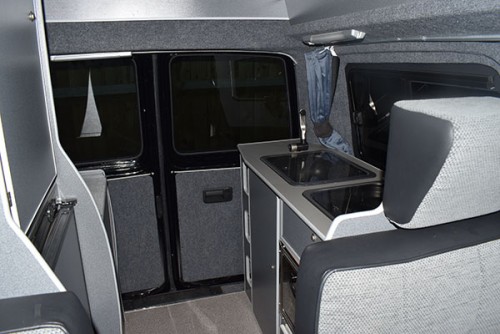 A VW T5 Campervan called RolfT5 and rear kitchen for hire in Raunds Northants, Northamptonshire