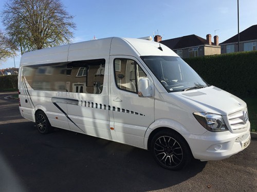 A Mercedes Sprinter Campervan called Alyssa and Alyssa Side View for hire in Cirencester , Gloucestershire