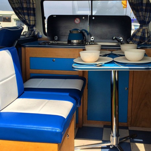 A VW T2 Classic Campervan called billyblue-1021 and Pull out seat provides more seating for hire in Dronfield, Derbyshire