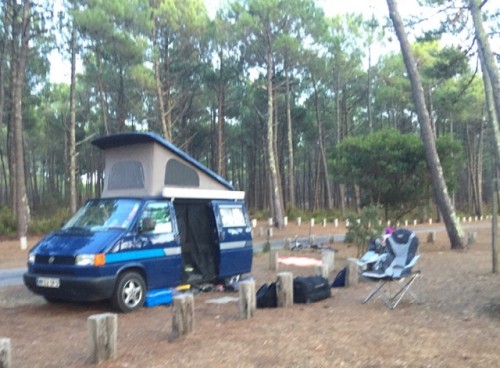 A VW T4 Campervan called BigBlue and Happy campers for hire in Teignmouth, Devon