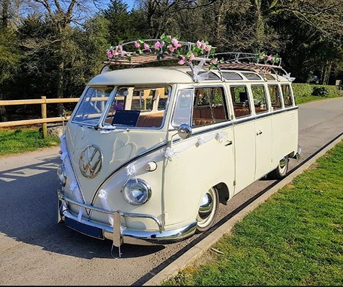 A VW T1 Splitscreen Campervan called Carmen and Carman for hire in Westbury, Wiltshire