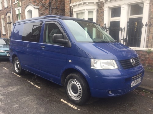 A VW T5 Campervan called York and With roof down. for hire in York, North Yorkshire