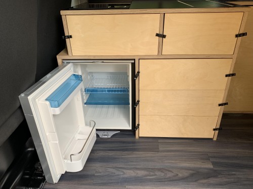 A VW T6 Campervan called CopperLeaf and Fridge runs from solar pannel for hire in Milton Keynes, Buckinghamshire