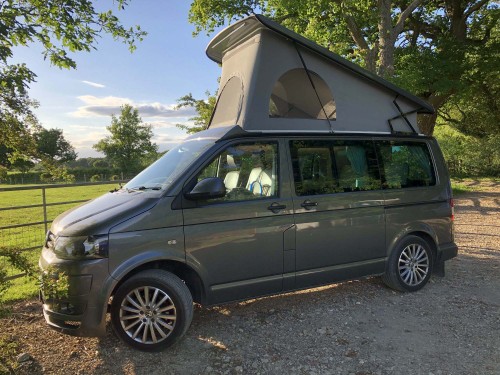 A VW T5 Campervan called Bubba and Bubba on the outside for hire in Surrey, Surrey