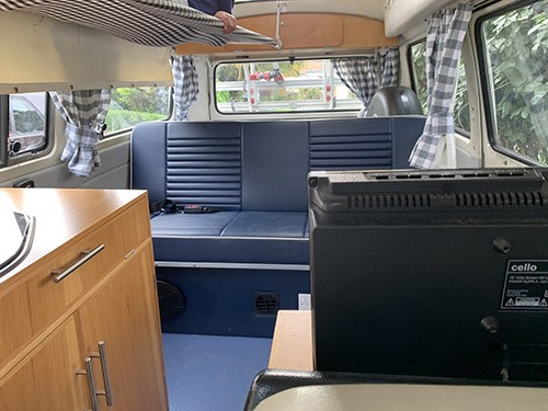 A VW T2 Classic Campervan called Burley and Interior for hire in Watford, Herefordshire