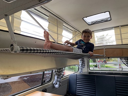 A VW T2 Classic Campervan called Burley and Interior for hire in Watford, Herefordshire