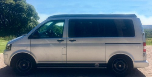 A VW T5 Campervan called Milothedub and Side view for hire in Bolton, Greater Manchester