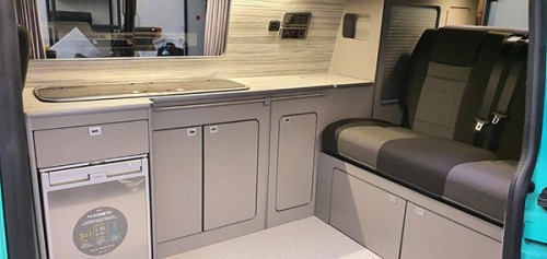 A VW T6 Campervan called Pokey and Interior for hire in Glasgow, Glasgow