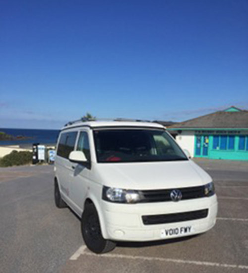 A VW T5 Campervan called SnowBall and for hire 