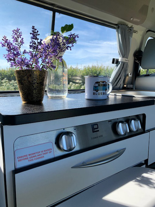 A VW T2 Classic Campervan called Bluebell and for hire in Wedmore , Somerset