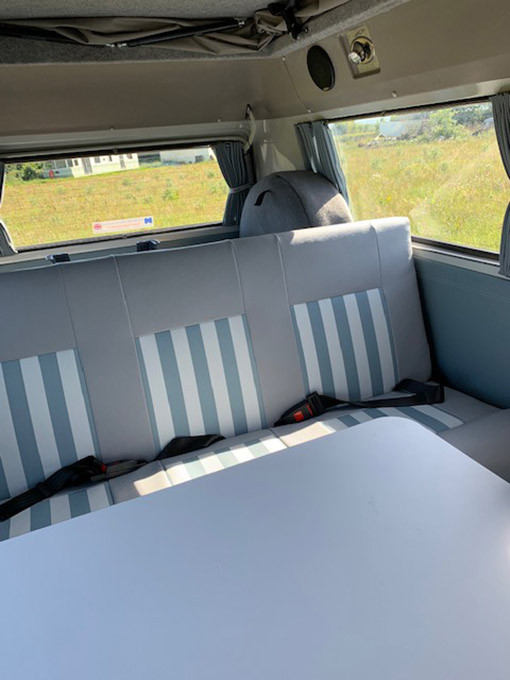 A VW T2 Classic Campervan called Bluebell and for hire in Wedmore , Somerset