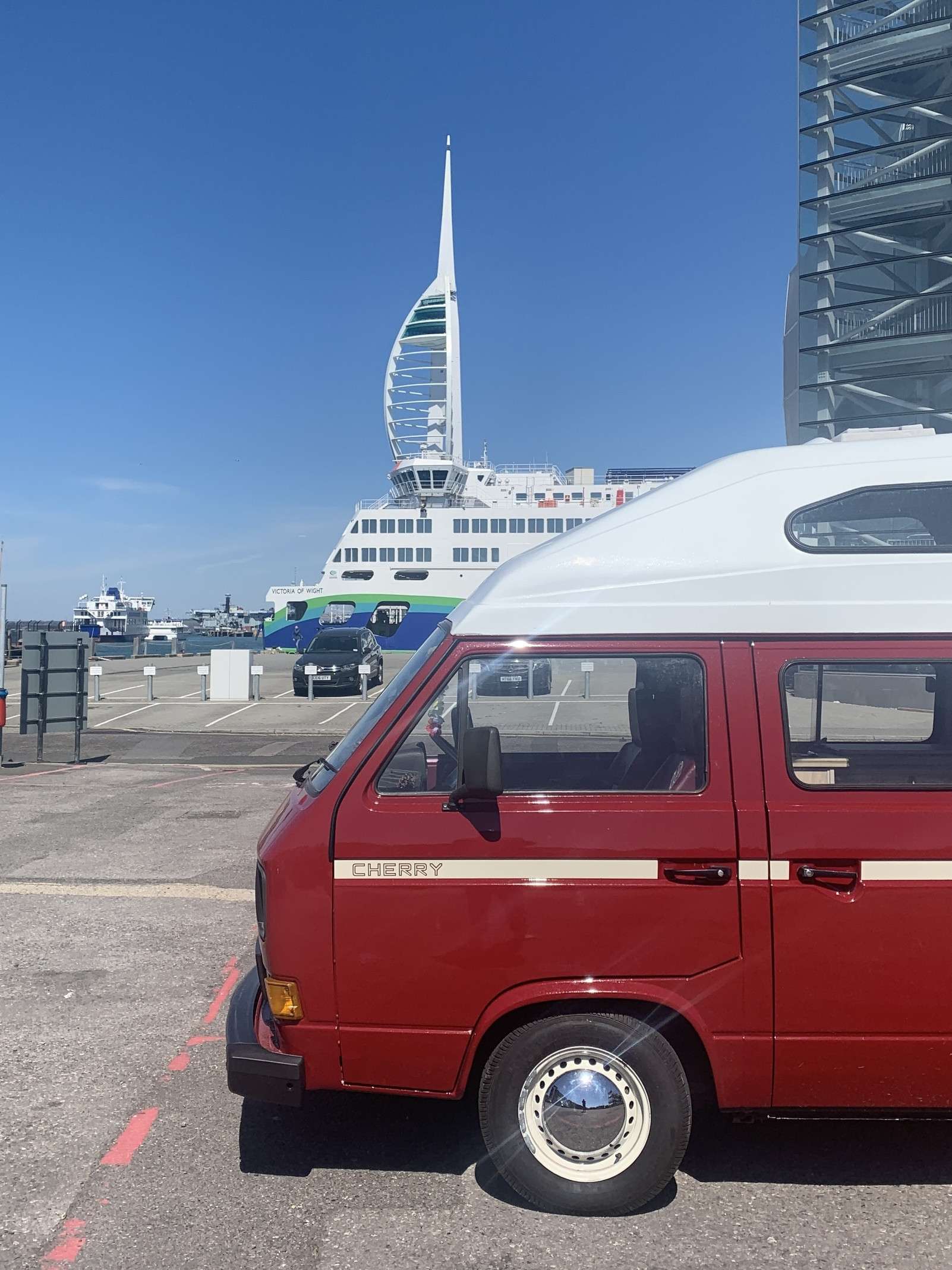 A VW T3 Campervan called CherryDub and for hire in Portsmouth, Hampshire