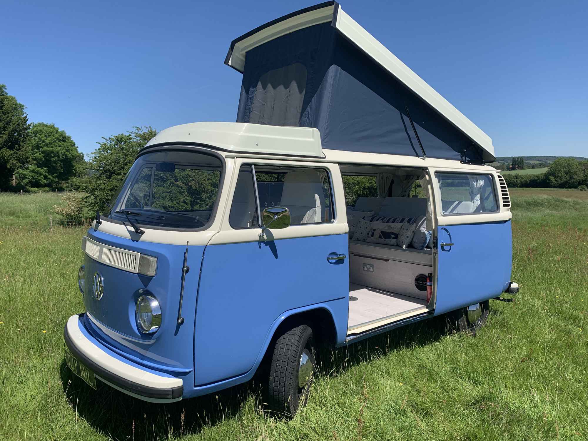 A VW T2 Classic Campervan called Tilly-the-camper and for hire 