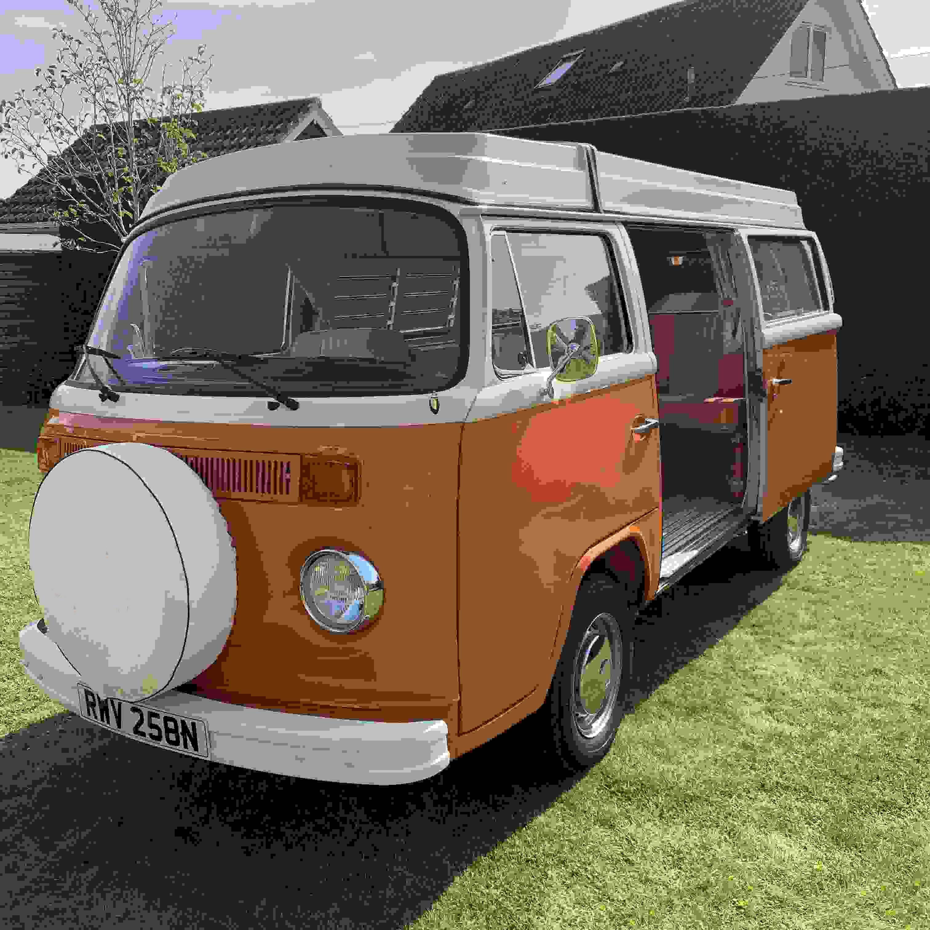 A VW T2 Classic Campervan called FunkyBob and for hire in Colyton, Devon