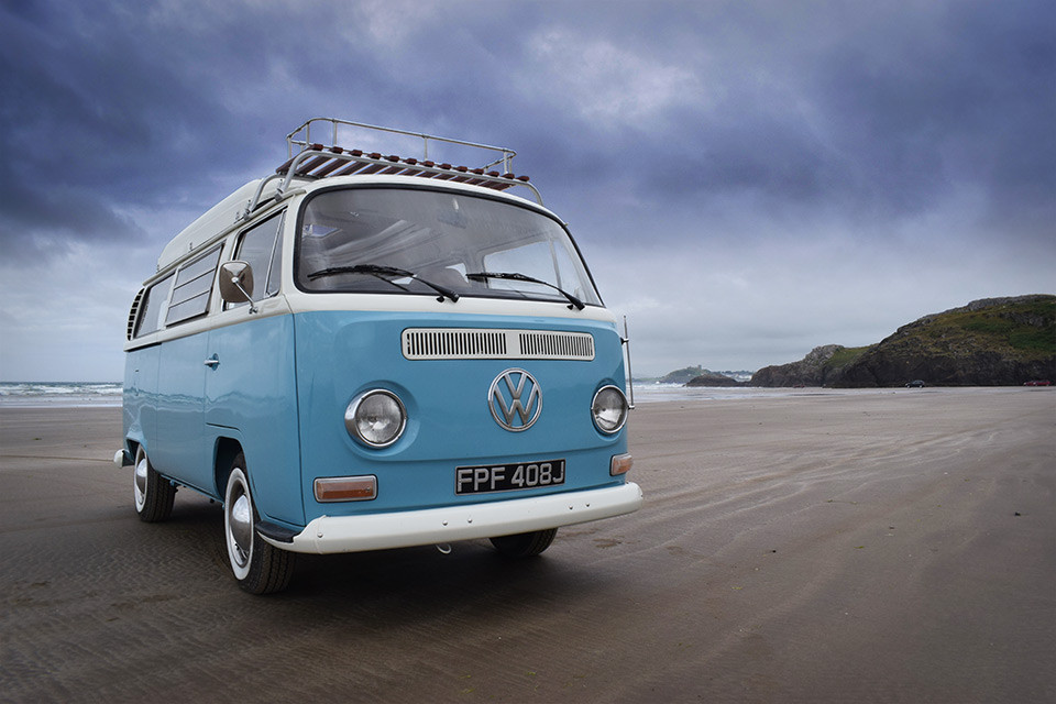 A VW T2 Classic Campervan called Lola and for hire in Garndolbenmaen, Gwynedd