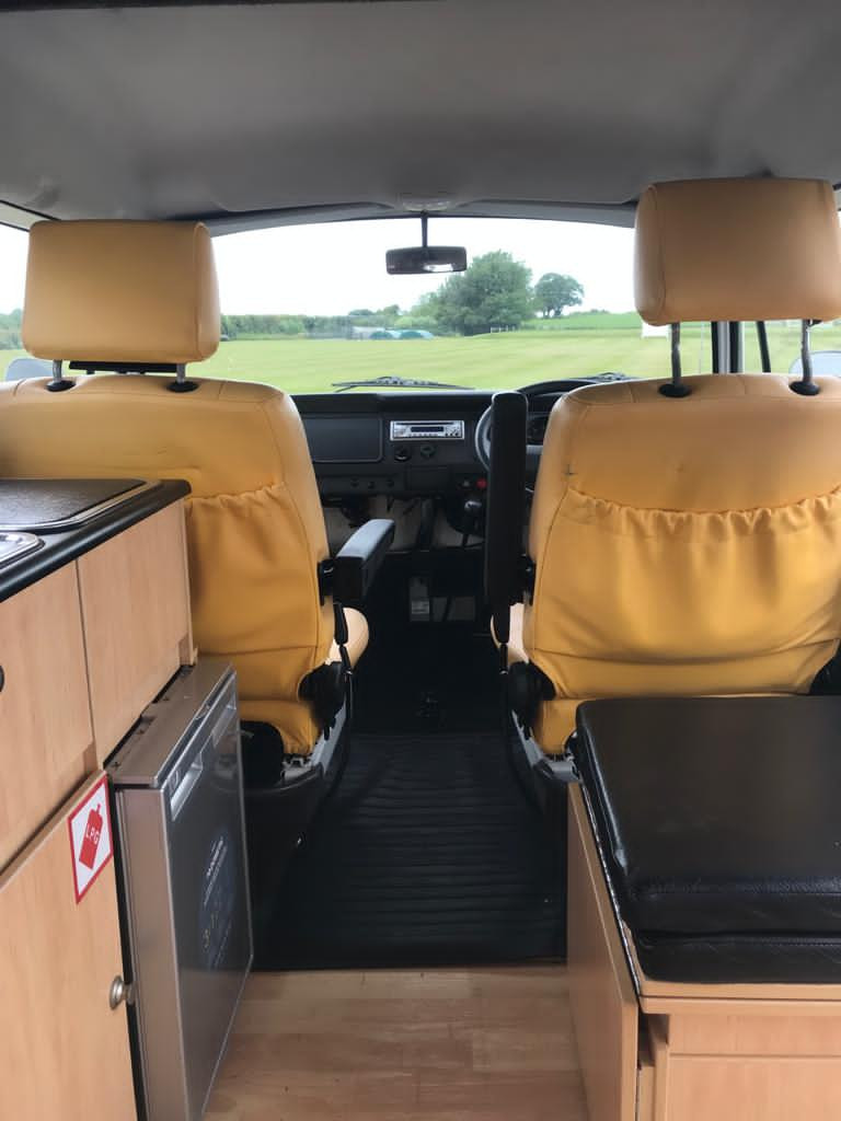 A VW T2 Brazilian Campervan called Roobarb and View from the bench seat for hire in Malpas, Cheshire