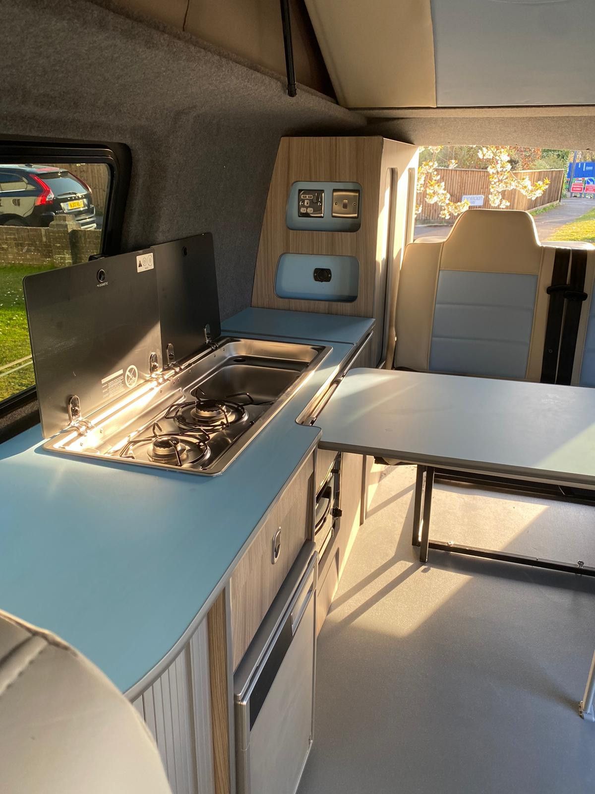 A VW T5 Campervan called Churchill and colour matched interior for hire in wimborne, Dorset