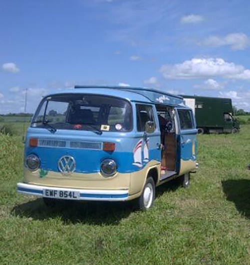 A VW T2 Classic Campervan called Campo-TVStar and for hire in Colyford, Devon