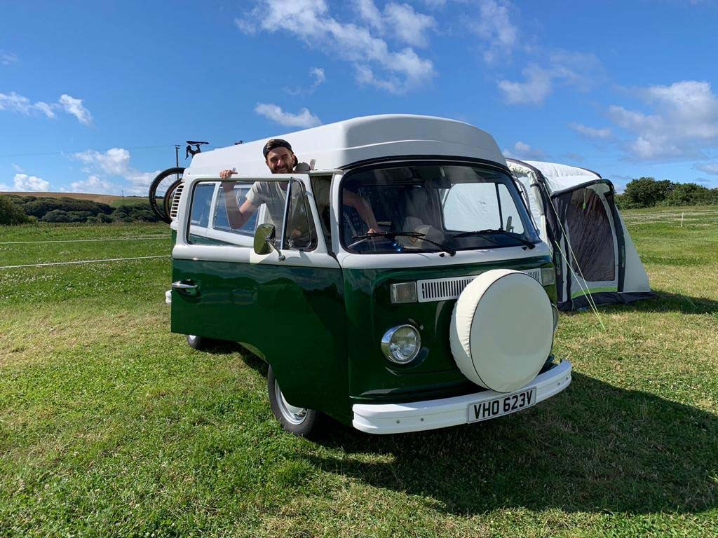 A VW T2 Classic Campervan called WildMonty and for hire in Colyton, Devon