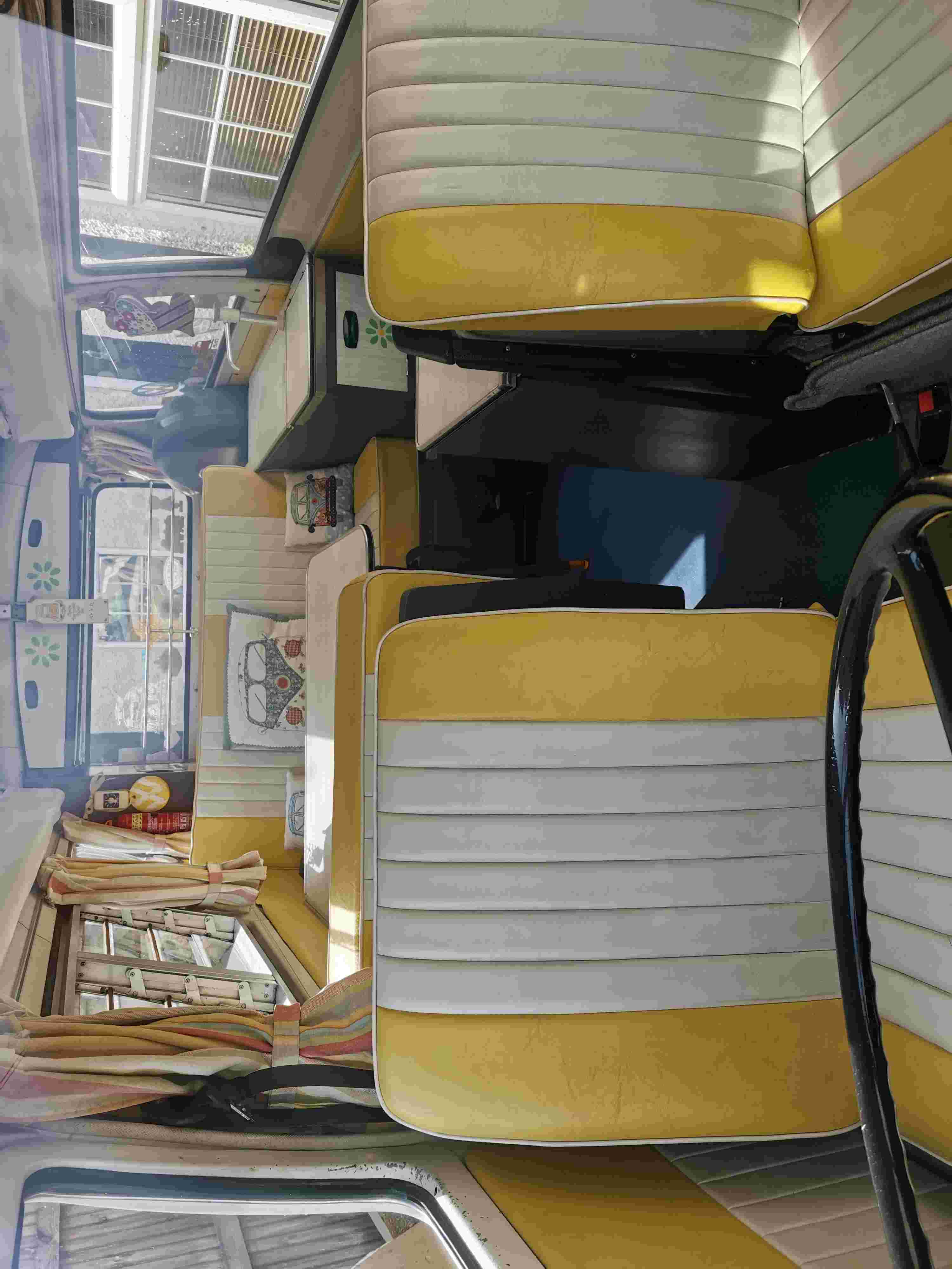 A VW T2 Classic Campervan called Haroldinho and View from front for hire in Preston, Canterbury, Kent